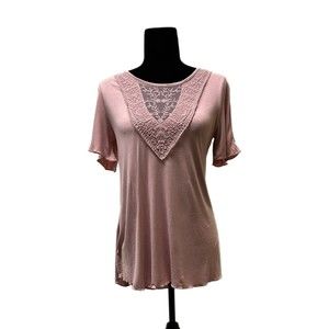 Maurice's Pink Cold Shoulder Top with Lace, Small, NWT